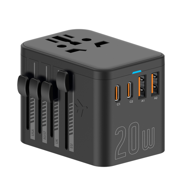 20W Smart Power Adapter Universal Travel Charger USB Type-C One International Wall Plug for USA EU UK AUS Copper Material 2
