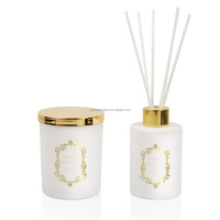 Lot de bougies parfumées de luxe en verre blanc et noir pour la maison, avec diffuseur à bâtonnets – Idéal pour un coffret cadeau