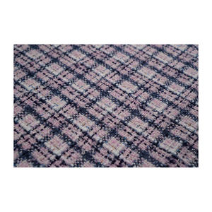 Tissu en tweed fantaisie de qualité supérieure fabriqué en Corée, motif à carreaux blanc-violet-marine, tissu textile tissé sur mesure OEM & ODM - Product Image 1