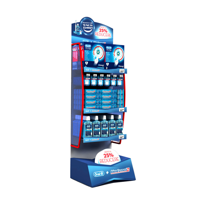 Customized Demountable Metal Pegboard Display Stands Supermarket Display Rack With Hooks for Shavers — view 4