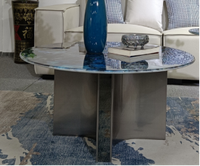 Table basse de luxe légère, ronde, salon, maison, design italien minimaliste, table à thé en acier inoxydable de forme spéciale