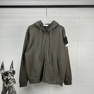 OEM High quality casual cotton stone pullover hoodie for men zipper turtleneck plus size island men's hoodie coat