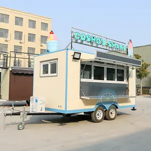 CAMP small food trailer ice cream cart with wheels mobile bar trailer food shop bubble tea fast food truck