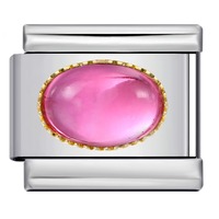 Nouveau bracelet modulaire italien doré et argenté, subtilement orné de pierres ovales colorées, bracelet DIY en acier inoxydable soudé style goutte d'eau