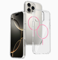 Coque de téléphone magnétique transparente pour iPhone 15 16 17 Pro Max avec anneau arc-en-ciel, fine et protectrice