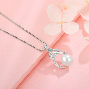<span class=keywords><strong>Collana</strong></span> di perle donna S925 pura farfalla in <span class=keywords><strong>argento</strong></span> geometrico vuoto <span class=keywords><strong>Swarovski</strong></span> <span class=keywords><strong>collana</strong></span> di perle bianche personalizzazione all'ingrosso - Product Image 4
