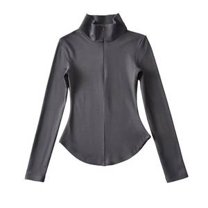 เสื้อครอปแขนยาวคอตตอนฐานเข้ารูปคอสูงป้องกันการเกิดขน - Product Image 3