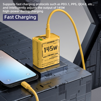 Adaptateur USB Double et USB-C Type-C 145W Max pour Chargeur iPhone QC3.0, Chargeur Téléphone USB, Accessoires Téléphoniques pour iPhone Samsung