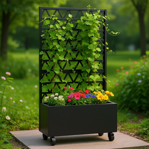 Jardinera Metálica con Enrejado 72.05x35.83x16.14 Pulgadas, Cama de Jardín Elevada con Pantalla de Privacidad para Plantas Trepadoras, Vegetales y Enredaderas - Product Image 2