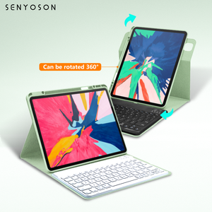 Syx Tùy Chỉnh 360 Độ Xoay Bàn Phím PU Trường Hợp Đối Với <span class=keywords><strong>iPad</strong></span> Không Khí 3 10.5 Inch Silicone Tablet Bìa Cho <span class=keywords><strong>iPad</strong></span> 10.2 2021 2020 2019 - Product Image 2