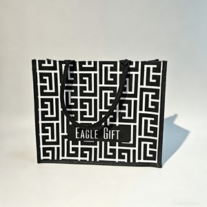 Sac fourre-tout en jute tissé à la main, écologique, réutilisable, grande capacité, résistant à l'eau, avec logo personnalisé, sac en jute noir - Product Image 6