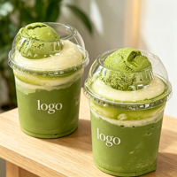 Gobelets en plastique PET jetables personnalisés avec logo, diamètre 98 mm, 18 oz (500 ml), pour café froid, avec couvercles