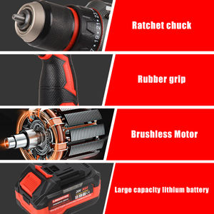 طقم مثقاب لاسلكي LDD02-P بقوة 60 نيوتن متر، محرك بدون فرش مزدوج السرعة، مثقاب دق لاسلكي احترافي صناعي ببطارية وسرعة متغيرة - Product Image 5