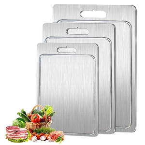Ensemble de planches à découper en acier inoxydable rectangulaires, qualité 304, compatibles lave-vaisselle, pour la préparation de viande, fruits et légumes - Product Image 2