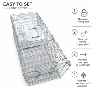 Piège commercial pour ratons-laveurs et animaux errants, en acier galvanisé, écologique, durabilité 8 ans, pour le contrôle des nuisibles dans les poubelles et zones de collecte des déchets - Product Image 4