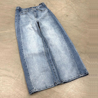 Jeans en denim super baggy en coton bleu délavé jeans vintage surdimensionné avec poches plaquées jeans pour hommes