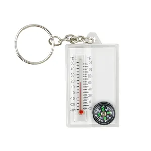 Outdoor Use Portable Compass Thermometer With Key chain Multi functional Compass