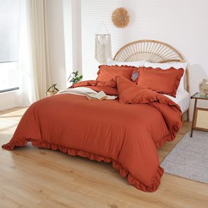Clearance Foreign Trade Export Clay-Colored Lotus <strong>Leaf</strong> Three-Piece Quilt Cover Set Double Superfine Fiber Modern Simple <strong>Bedding</strong> - Product Image 6
