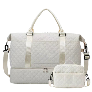 Bolsa de lona de viaje de gran capacidad Unisex de grano Ganges logotipo personalizado diseño rombal de moda Material de nailon cierre de cremallera suave - Product Image 4