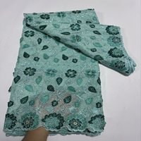 Nouvelle Robe de Soirée Haut de Gamme en Tissu Brodé de Dentelle Africaine à Motifs Floraux Laser, Dentelle Tendance