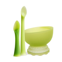 Résistant aux hautes températures 100% Silicone cuisson à la vapeur bol pliable longue cuillère courte bébé vaisselle ensemble de vaisselle