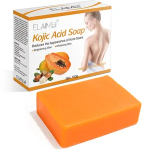 Barre de bain bio naturel de marque privée OEM savon solide à la papaye fait à la main blanchissant la peau éclaircissant nettoyage en profondeur savon à l'acide kojique