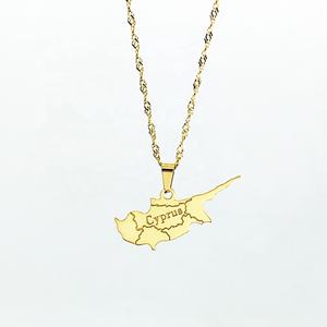 Cipro Mappa Della Collana Dei Monili Set In Acciaio Inox Mappa di Cipro Pendente Della Collana 18k Oro Dei Monili Bijoux Acier Inoxydable Joyas - Product Image 4
