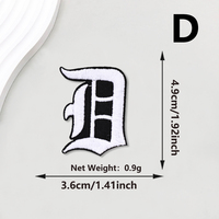 Patchs brodés thermocollants alphabet gothique Old English A-Z pour décoration de chapeaux et sacs en jean