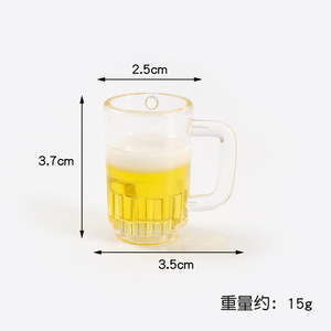 Porte-clés miniature en forme de verre à bière transparent simulé, modèle de verre à vin miniature, accessoire de sac - Product Image 6