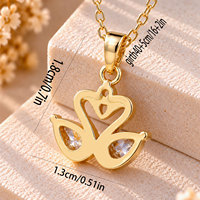 Collier pendentif double cygne plaqué or 18 carats avec zircon cubique taille poire et zircon cubique rond pour femme, vente en gros de bijoux, personnalisation OEM
