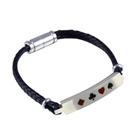 Bracelet en cuir avec cordelette Poker Spade Club