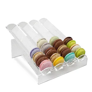 ถาดโชว์มาการองอะคริลิกใส4ช่องที่วางของสำหรับงานปาร์ตี้ Lucite Macarons