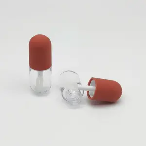 Tubos de brillo de labios con varitas, Mini cápsula en forma redonda, contenedor de tinte de labios cosméticos, muestra, botella de embalaje de brillo de labios de 4,5 ml