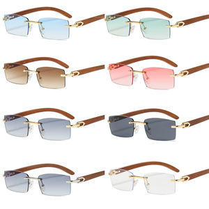 2025 Fashion Upscale Custom Mens Ivory Buffalo Horn Shape Fashion <b>Small</b> Square Trendy Rimless <b>Mirror</b> Lenses Sun Shades Glasses - Product Image 2