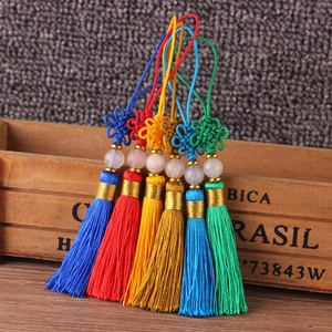 5CM Handmade Trung Quốc <span class=keywords><strong>Knot</strong></span> Tassel Spike Ngọc Bead Key Chain Bookmark Trang Sức Đặc Biệt Mặt Dây Chuyền Polyester Chủ Đề - Product Image 4