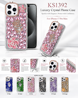 Étui de téléphone portable personnalisé KINGSOUL en TPU+PC+verre, design entièrement serti de diamants, antichoc, pour les séries 14/15 Pro Max/16, décoration scintillante