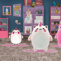 Peluche Licorne Rose Personnalisée Kawaii, Jouet en Peluche Rond Rembourré en Coton PP pour Cadeaux et Vente au Détail