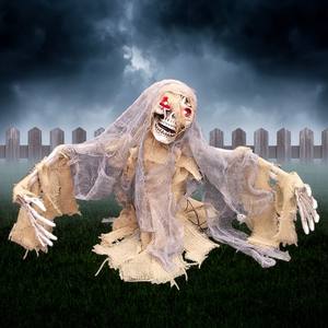 Nuevo barato eléctrico al por mayor de Halloween decoración al aire libre columpio esqueleto bruja Zombie accesorios animados - Product Image 1