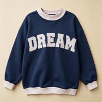 Sweatshirt Fleece Oversize Drop Shoulder Wanita Pria Unisex Kasual dengan Cetakan Grafis Huruf DREAM Logo Kustom