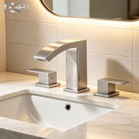 Robinet de salle de bain mural en acier inoxydable 304, double poignée, mitigeur de lavabo à cartouche céramique, eau chaude et froide, style classique