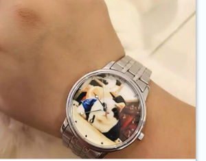 Montre personnalisée avec cadran imprimé photo numérique, bracelet en acier inoxydable, boîtier 42 mm 9 mm, verre quartz, étanche, unisexe, mode, affaires - Product Image 5