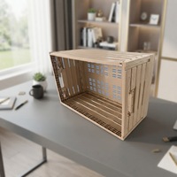 Caisse en plastique pliable avec couvercle, aspect bois, ventilée, empilable, boîte de rangement pliable, couleur personnalisée disponible