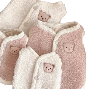 Japonês Coreano Bonito Urso De Duas Peças De Velo Gato Colete Estilo Clássico <span class=keywords><strong>Pet</strong></span> Dog Roupas para Outono Inverno Vestuário de Ano Novo Casacos - Product Image 3
