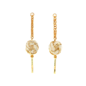 Boucles d'oreilles pendantes en or E4770 avec boule en coquillage, design vintage pour femmes, à porter au quotidien - Product Image 1