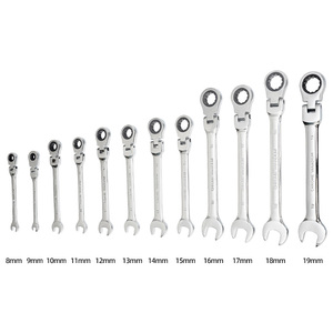 12-Piece Metric Flex-Head Ratchet Wrench Set, Multi-Size (8-19mm) <b>Ratcheting</b> <b>Spanner</b> Kit with Flexible Head - Product Image 2