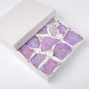 ชุดอัญมณีดิบคลัสเตอร์คริสตัลออร่าสีม่วงพร้อมกล่องหินบำบัดขัดเงาตามหลักฮวงจุ้ย - Product Image 4