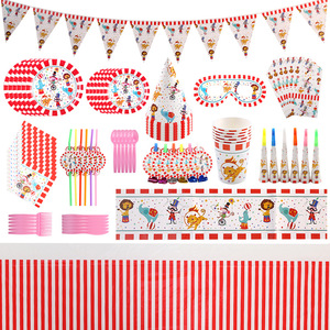 Children's Happy Birthday Party Decorations Circus Themed Birthday Party Tabaleware Sets Banner <b>Paper</b> <b>Plate</b> <b>Paper</b> Cup - Product Image 4