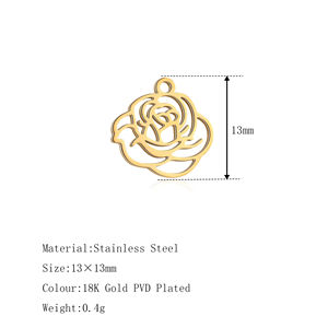 Espejo pulido 12 meses de nacimiento flor encantos Acero inoxidable Rosa amapola acebo lirio de agua colgantes joyería hacer hallazgos - Product Image 2