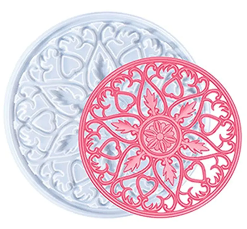 Stampi in resina per sottobicchieri Mandala grandi stampi per sottobicchieri in Silicone per resina vassoio per fiori vuoti stampi epossidici decorazione per la casa resina per sottobicchieri