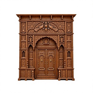 Puerta de madera de teca hecha a medida estilo fortaleza real de Rajastán para casas de lujo, puerta de madera maciza estilo pavo real, en venta en EE. UU. - Product Image 4